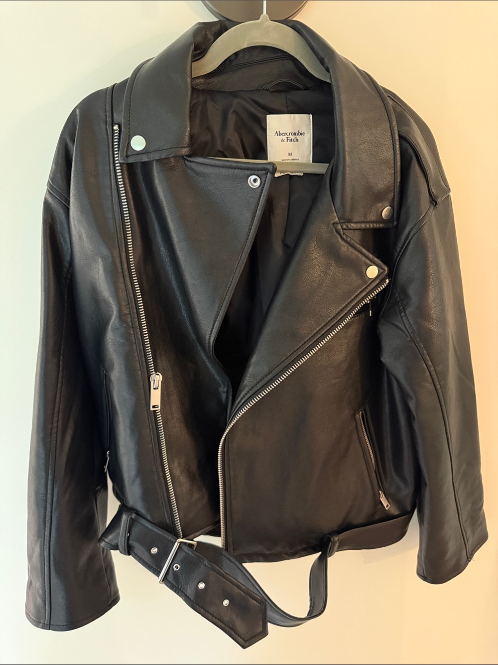 Abercrombie & Fitch Women's Black Vegan Leather Moto Jacket